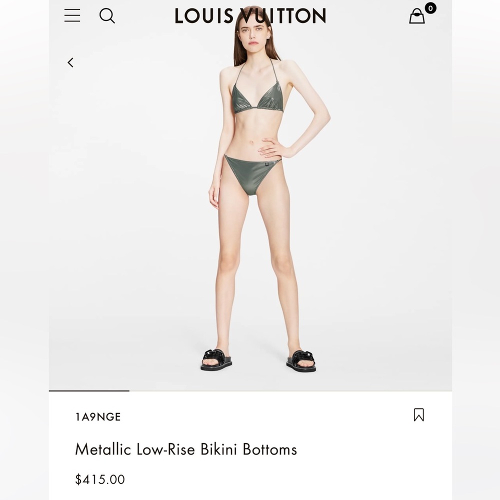 Louis Vuitton-Metallic Low Rise Bikini Bottoms- size 38(US6)-new, never worn